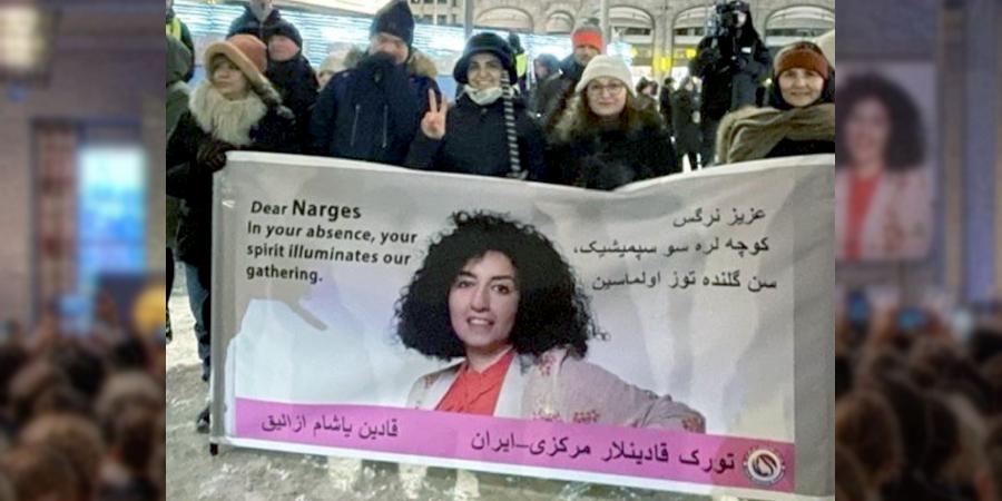 حضور نماینده زنان ترک ایران در تجمع مدنی در محل اهدای جایزه صلح نوبل به نرگس محمدی